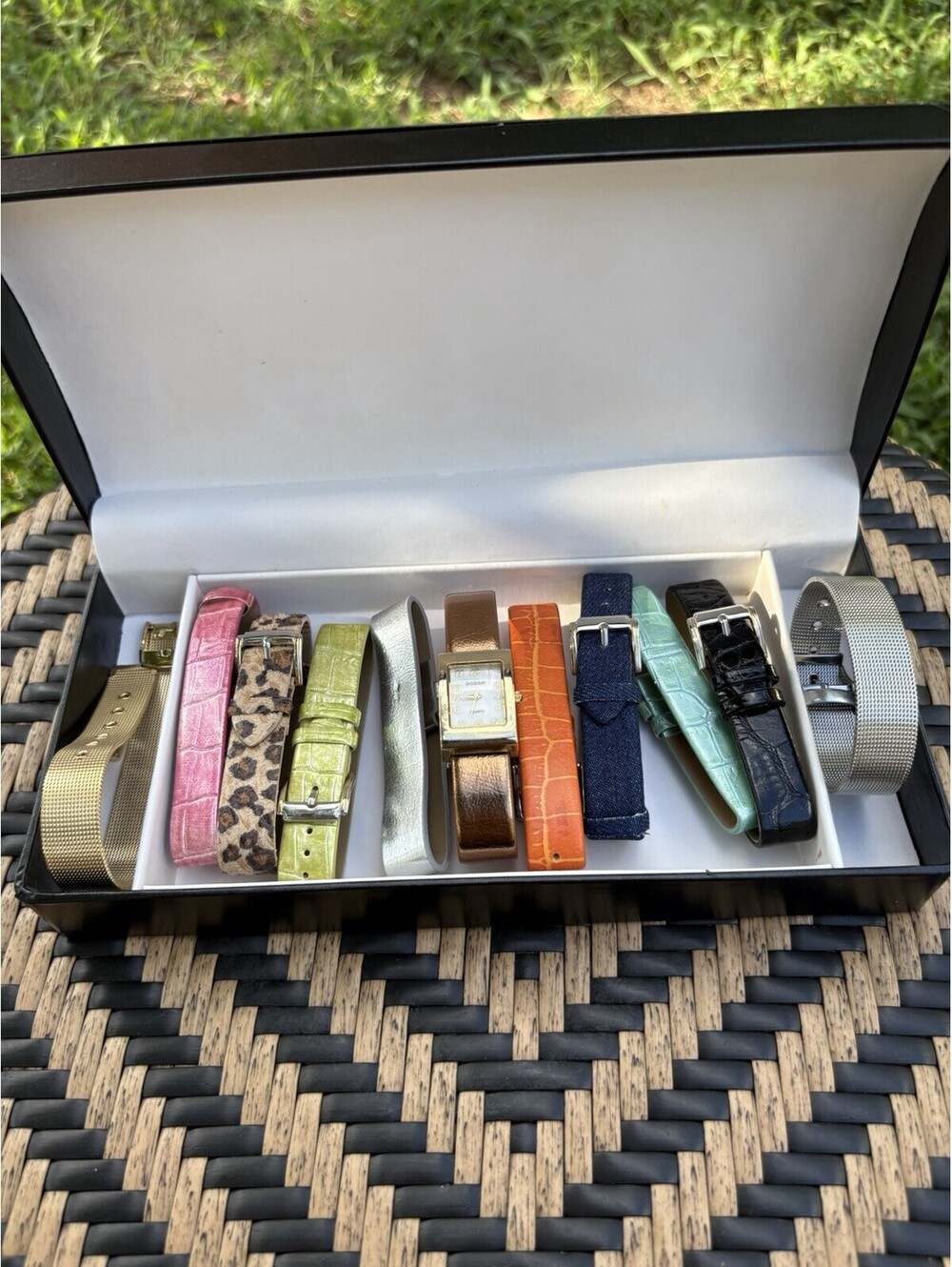 Gossip Women's Quartz Rectangle Watch Set Multicolor w/ Box